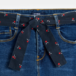 Jean flare ceinturé bleu fille