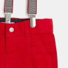 Pantalon velours fantaisie à bretelles rouge bébé garçon Pantalon velours fantaisie à bretelles rouge bébé garçon