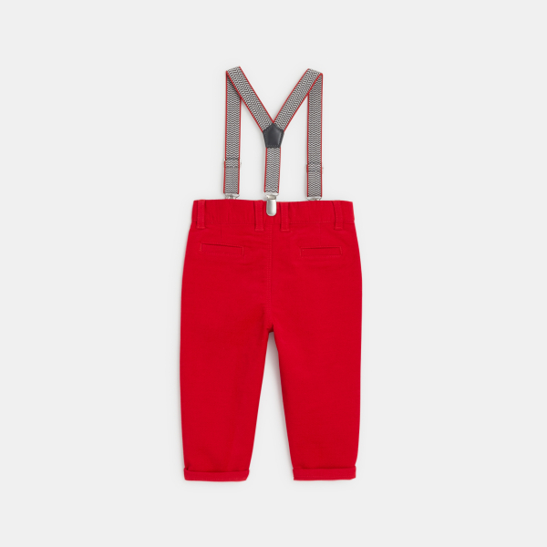 بنطلون مخملي فاخر للأولاد الصغار بأشرطة حمراء بنطلون مخملي فاخر للأولاد الصغار بأشرطة حمراء