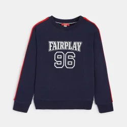 Sweat-shirt à message "Fair Play 96" bleu garçon