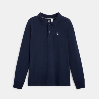 Polo manches longues bleu garçon