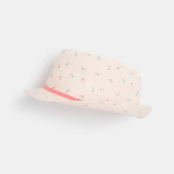 Chapeau de soleil trilby à petits motifs rose fille