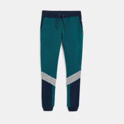 Pantalon de jogging molleton tricolore vert garçon