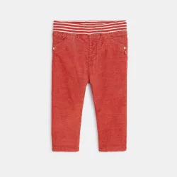Pantalon velours milleraie taille élastiquée orange bébé garçon