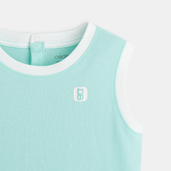 قميص بدون أكمام من القطن باللون الأزرق للأطفال الصغار قميص بدون أكمام من القطن باللون الأزرق للأطفال الصغار