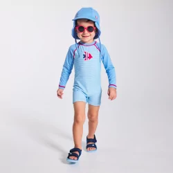 Casquette anti UV couvrante bleue bébé garçon
