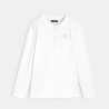 Polo uni manches longues blanc fille Polo uni manches longues blanc fille