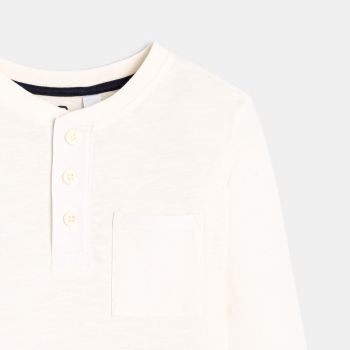 T-shirt à col boutonné blanc garçon