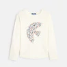 T-shirt manches longues motif colombe blanc fille
