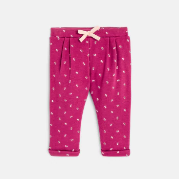 Pantalon molleton fleuri violet bébé fille