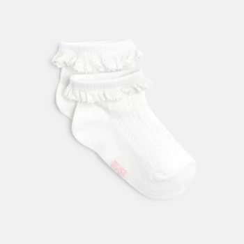 Socquettes fantaisie à volant dentelle blanc bébé fille