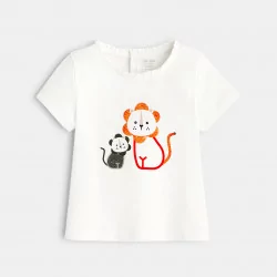 T-shirt lions brillants orange bébé fille