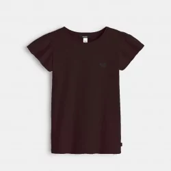 T-shirt à manches courtes volantées noir fille