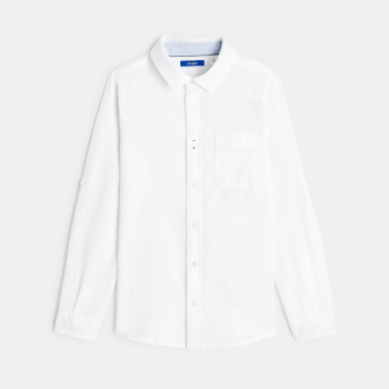 Chemise unie en lin blanche...