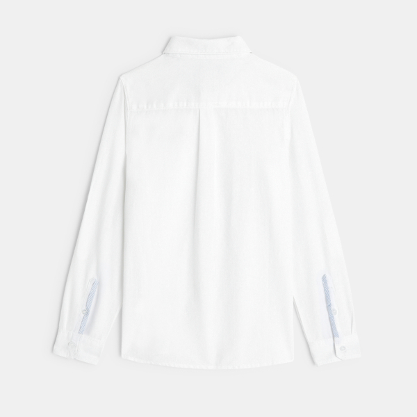 Chemise unie en lin blanche garçon Chemise unie en lin blanche garçon