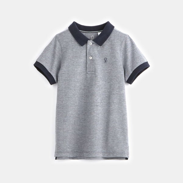 Polo en coton piqué bleu garçon Polo en coton piqué bleu garçon