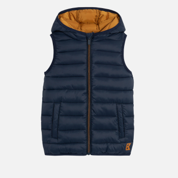 سترة بغطاء رأس بدون أكمام للأولاد باللون الأزرق