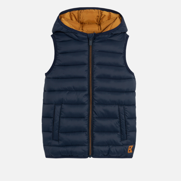 سترة بغطاء رأس بدون أكمام للأولاد باللون الأزرق سترة بغطاء رأس بدون أكمام للأولاد باللون الأزرق