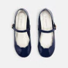 حذاء باليرينا زرقاء لامعة مع حزام للفتيات