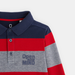 بلوزة ياقة قميص مخططة مع...