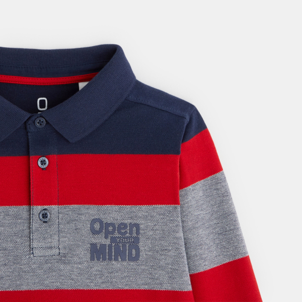 بلوزة ياقة قميص مخططة مع عبارة "Open your mind" بلوزة ياقة قميص مخططة مع عبارة "Open your mind"