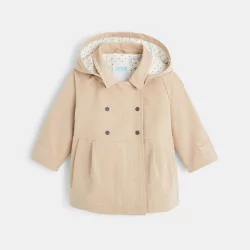 Manteau toile déperlante à capuche beige bébé fille