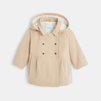 Manteau toile déperlante à capuche beige bébé fille