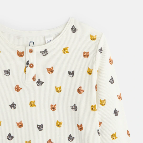 Pyjama 2 pièces en jersey côtelé motifs chats