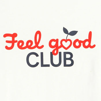 تي شيرت بأكمام قصيرة مع عبارة FEEL GOOD CLUB