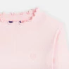 T-shirt côtelé broderie cœur rose fille