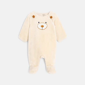 Surpyjama chaud en soft boa ours beige naissance