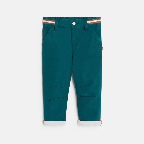 Pantalon coton taille élastiquée vert bébé garçon