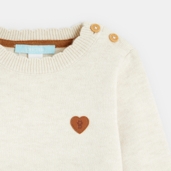 سترة متماسكة بياقة صدفية بيضاء للفتيات الصغيرات