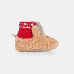 Chaussons chaussettes Noël beige naissance