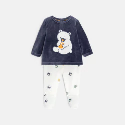 Pyjama velours ourson bleu bébé garçon