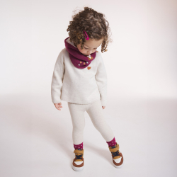Legging tricot chiné beige bébé fille
