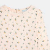 T-shirt fleuri coton côtelée rose bébé fille