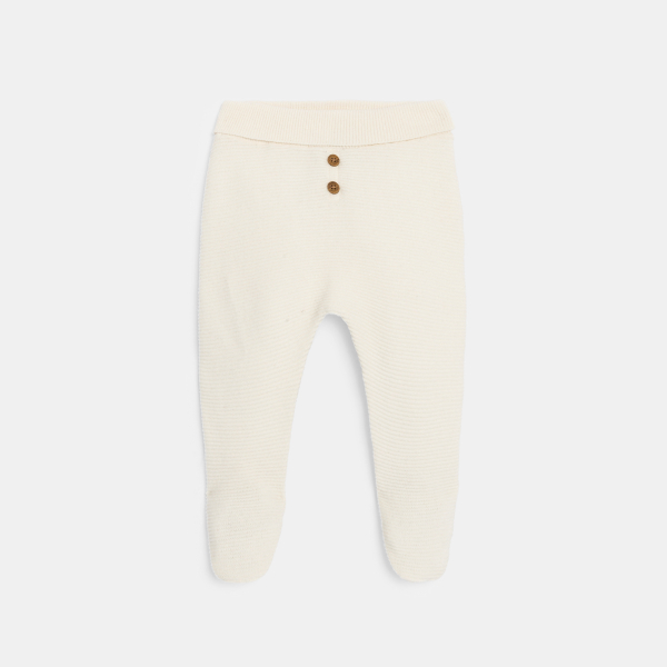 بنطال مغلق القدمين مخملي، أبيض اللون لحديثي الولادة