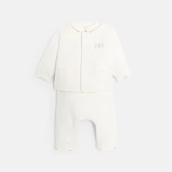 Veste matelassée et pantalon réversibles avec body blanc bébé mixte