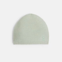 قبعة صوف مضلّعة باللون الأخضر لحديثي الولادة