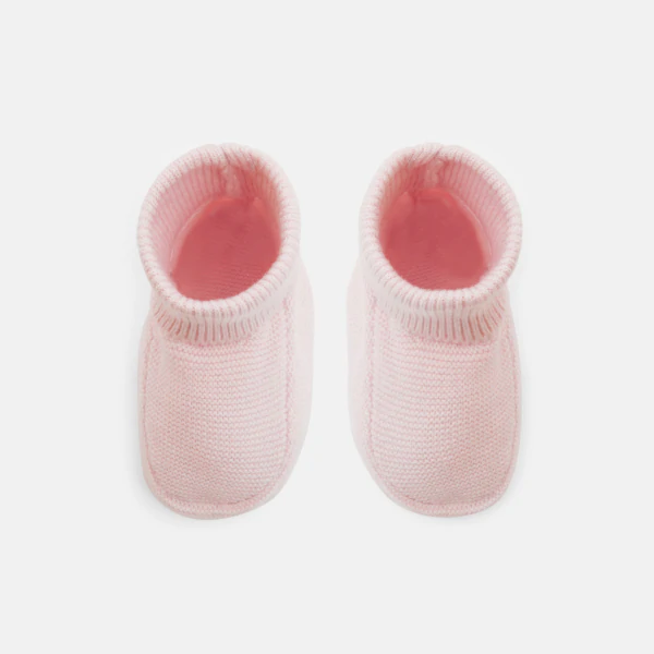 Chausson maille tricot rose naissance