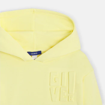 Sweat-shirt en molleton uni jaune Fille