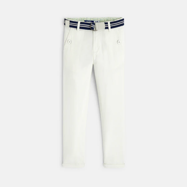 Pantalon slim en toile + ceinture blancGarçon