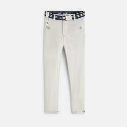 Pantalon slim en toile + ceinture gris Garçon
