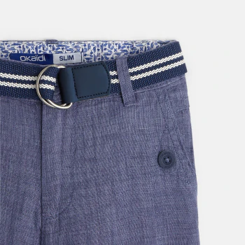 Pantalon slim en toile + ceinture bleu Garçon