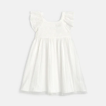 Robe chic broderie anglaise blanc Fille