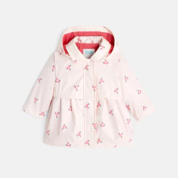 معطف واق من المطر، مشمع، مزين بالزهور، باللون الوردي للفتيات الصغيرات