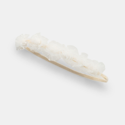 عصابة رأس منقوشة بالزهور باللون الأبيض والذهبي للفتيات