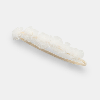 عصابة رأس منقوشة بالزهور باللون الأبيض والذهبي للفتيات