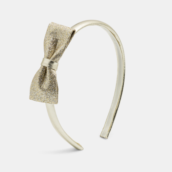 طوق شعر بفيونكة ذهبية للفتيات